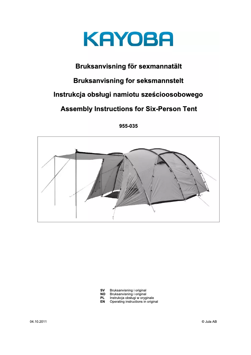 Página 1 del manual Manual de usuario Kayoba 955-035