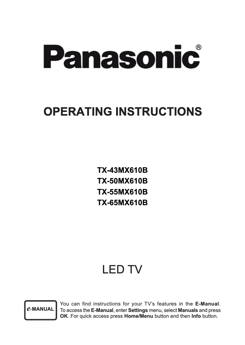 Imagen de la primera página del manual del dispositivo TX-65MX610B