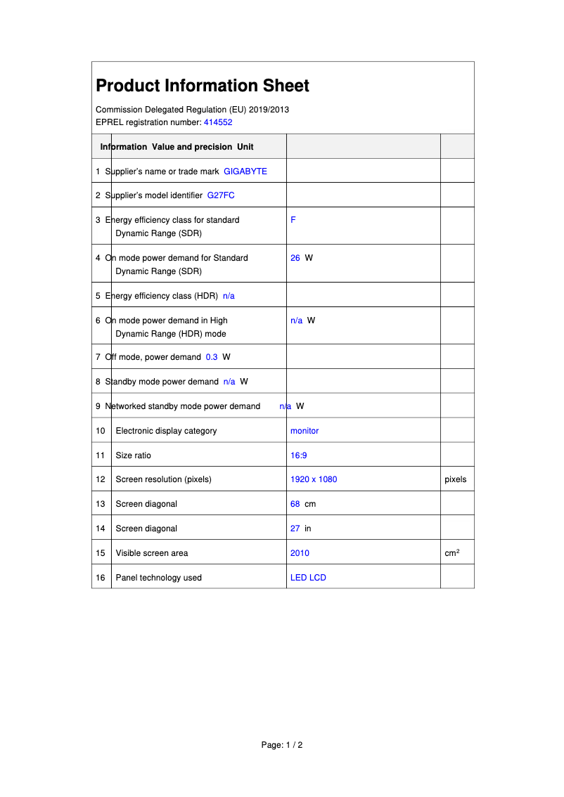Imagen de la primera página del manual del dispositivo G27FC