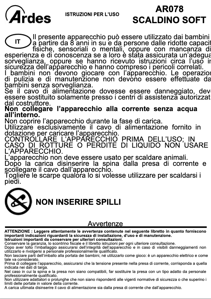 Imagen de la primera página del manual del dispositivo AR080