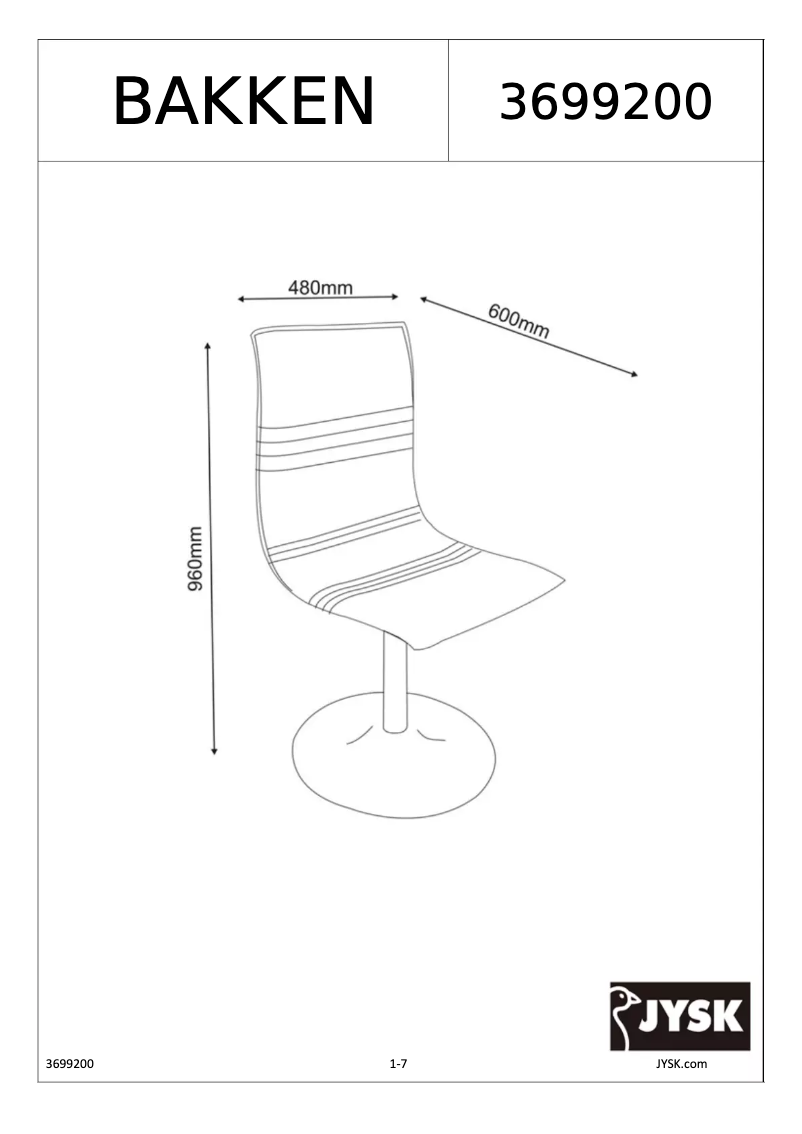 Página nº 1 - Manual de usuario JYSK Bakken