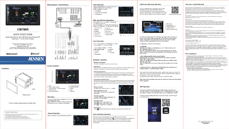 Página 1 del manual Guía de inicio rápido Jensen CM7MIR