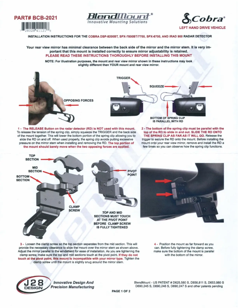 Página 1 del manual Manual de usuario BlendMount BCB-2021