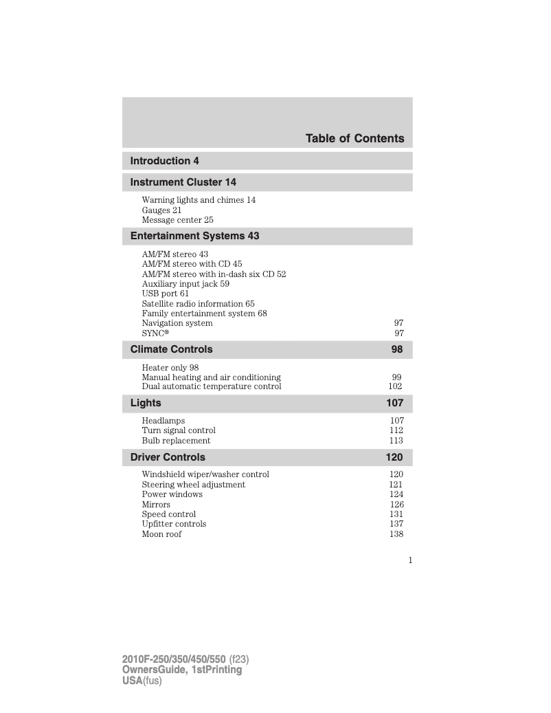 Imagen de la primera página del manual del dispositivo F-350 (2010)