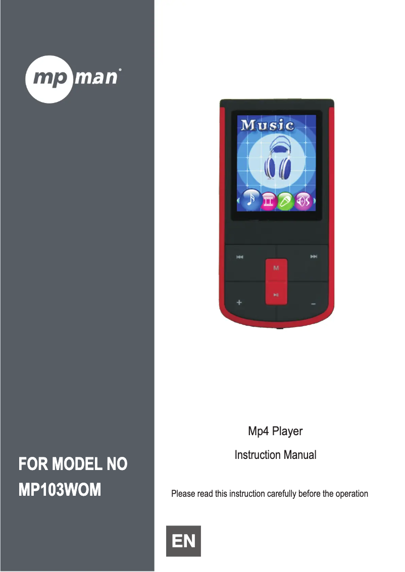 Imagen de la primera página del manual del dispositivo MP103WOM