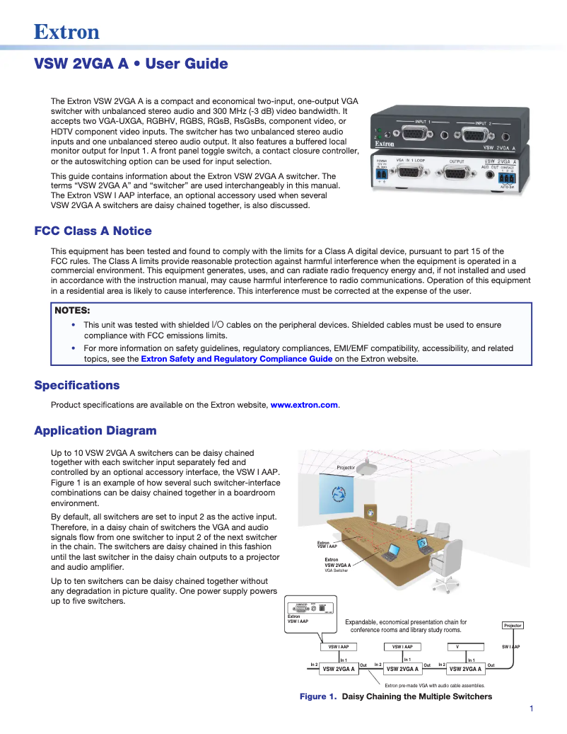 Imagen de la primera página del manual del dispositivo VSW 2VGA A