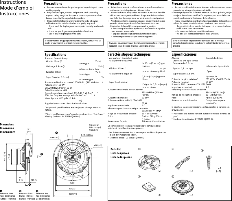 Página 1 del manual Manual de usuario Sony XS-R1646