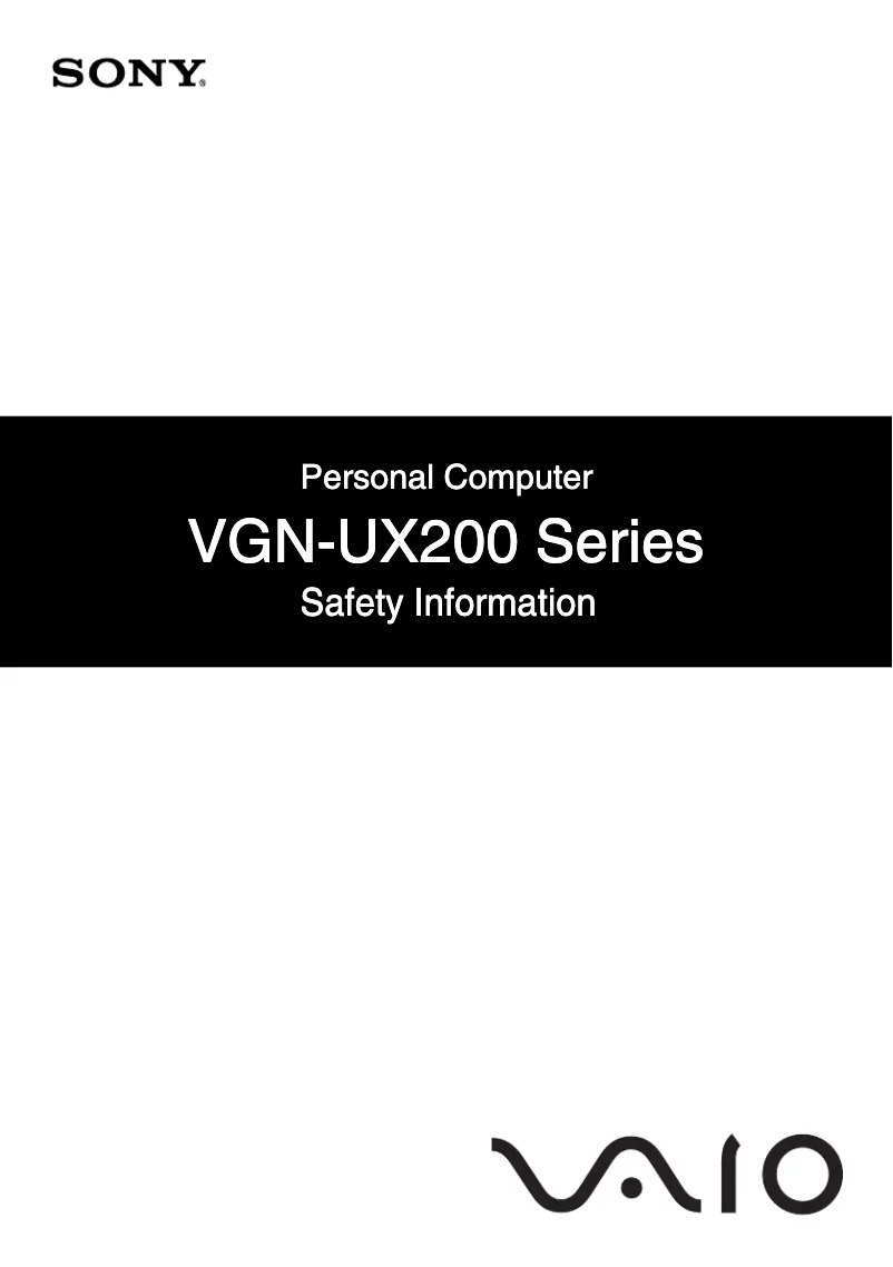 Página 1 del manual Instrucciones de seguridad Sony Vaio VGN-UX280P7