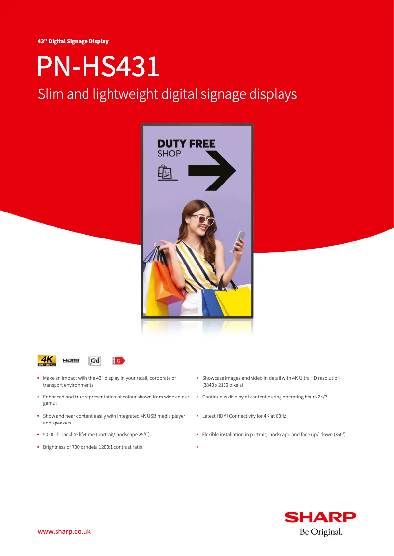 Página nº 1 - Ficha técnica Sharp PN-HS431