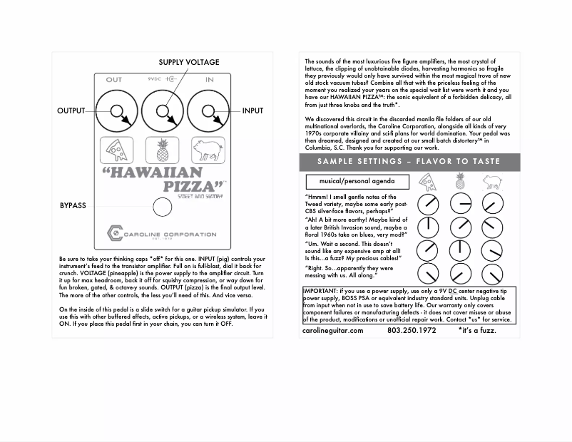 Página 1 del manual Manual de usuario Caroline Hawaiian Pizza