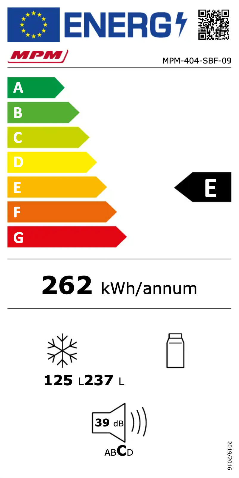 Página 1 del manual Etiqueta energética MPM MPM-404-SBF-09