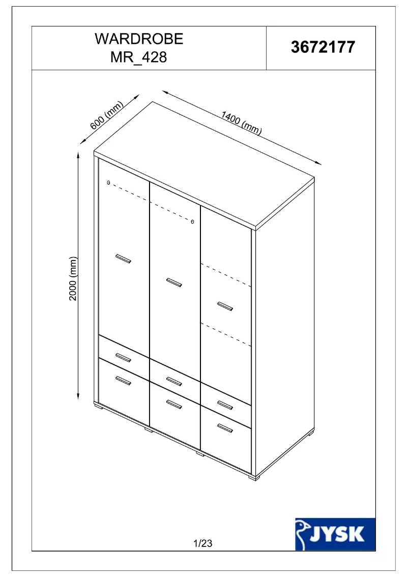 Página nº 1 - Manual de usuario JYSK Gesten (140x200x60)