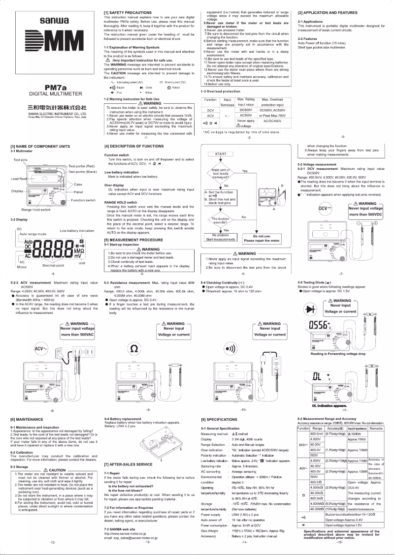 Imagen de la primera página del manual del dispositivo PM7a