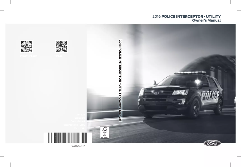 Imagen de la primera página del manual del dispositivo Police Interceptor Utility (2016)
