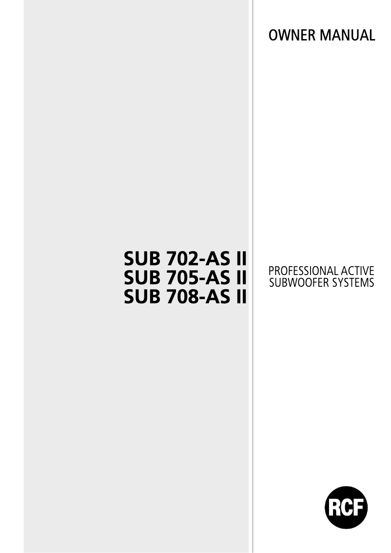 Página nº 1 - Manual de usuario RCF SUB 702-AS MKII