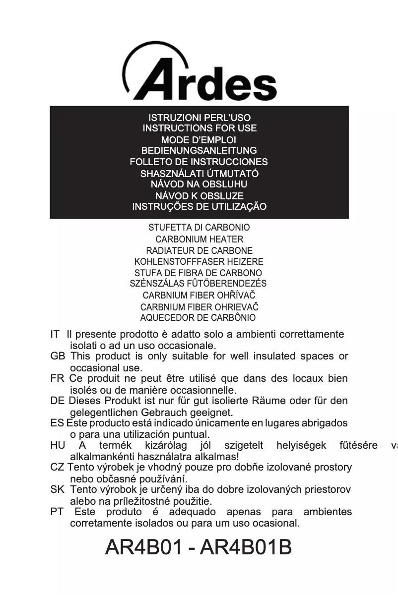 Imagen de la primera página del manual del dispositivo AR4B01B