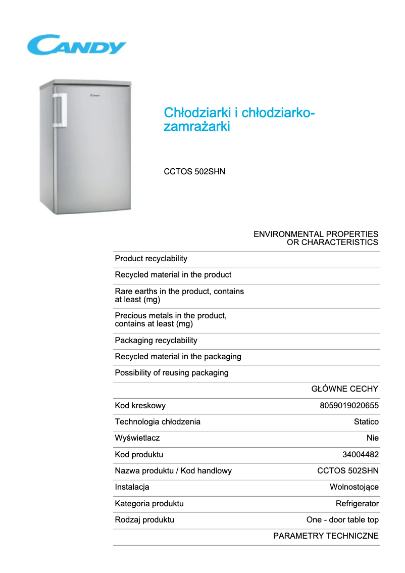 Imagen de la primera página del manual del dispositivo CCTOS 502SHN