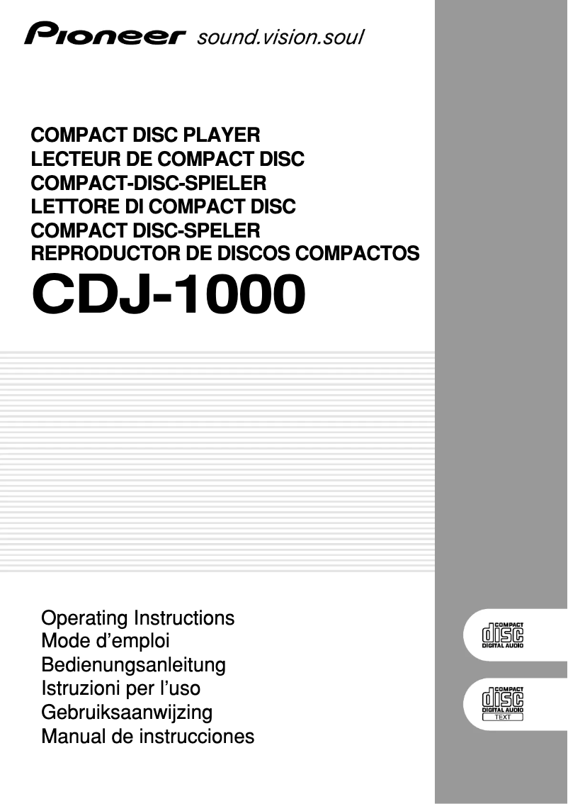 Imagen de la primera página del manual del dispositivo CDJ-1000