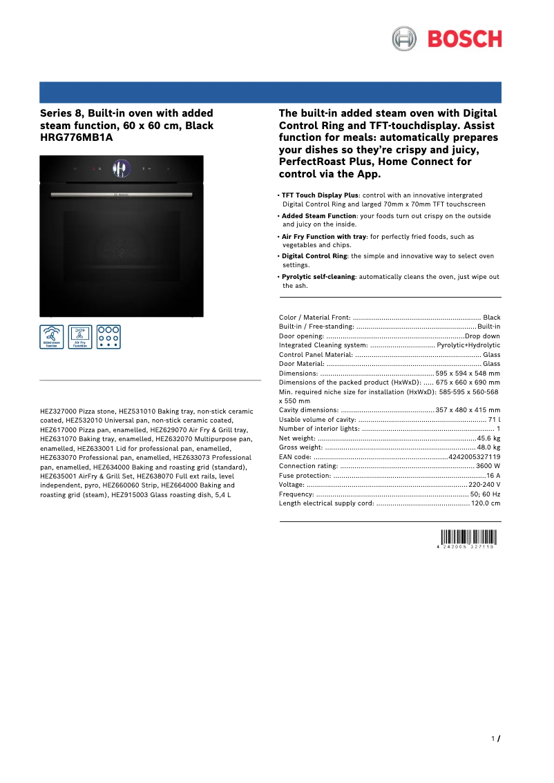 Página nº 1 - Ficha técnica Bosch HRG776MB1A