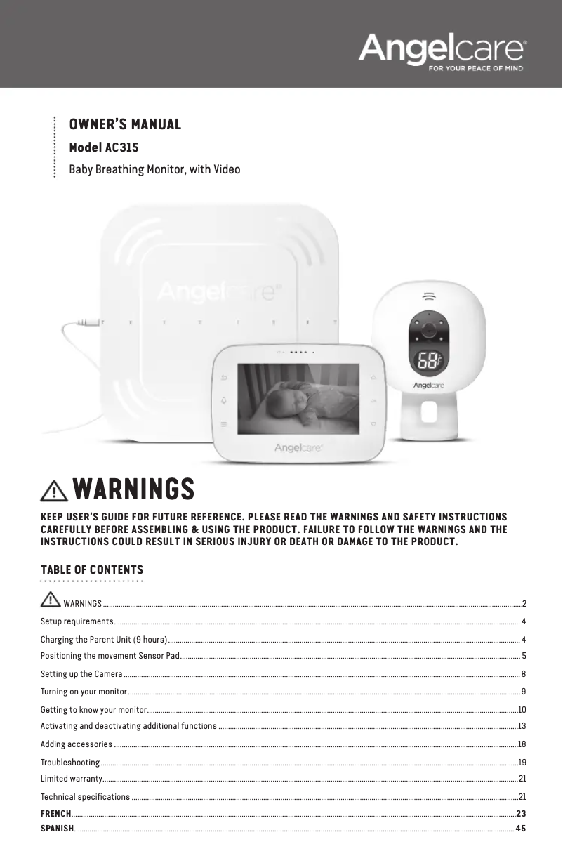 Página nº 1 - Manual de usuario Angelcare AC315