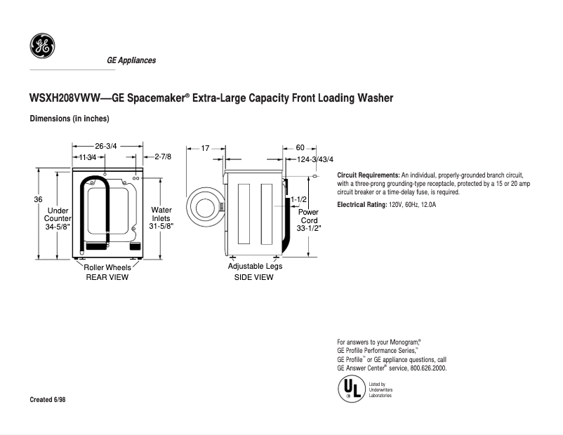 Imagen de la primera página del manual del dispositivo WSXH208VWW