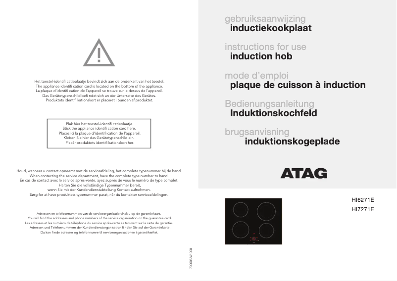 Página 1 del manual Manual de usuario Atag HI7271E