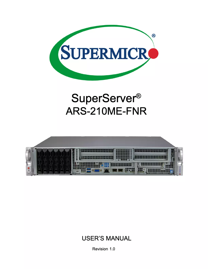 Imagen de la primera página del manual del dispositivo SuperServer ARS-210ME-FNR