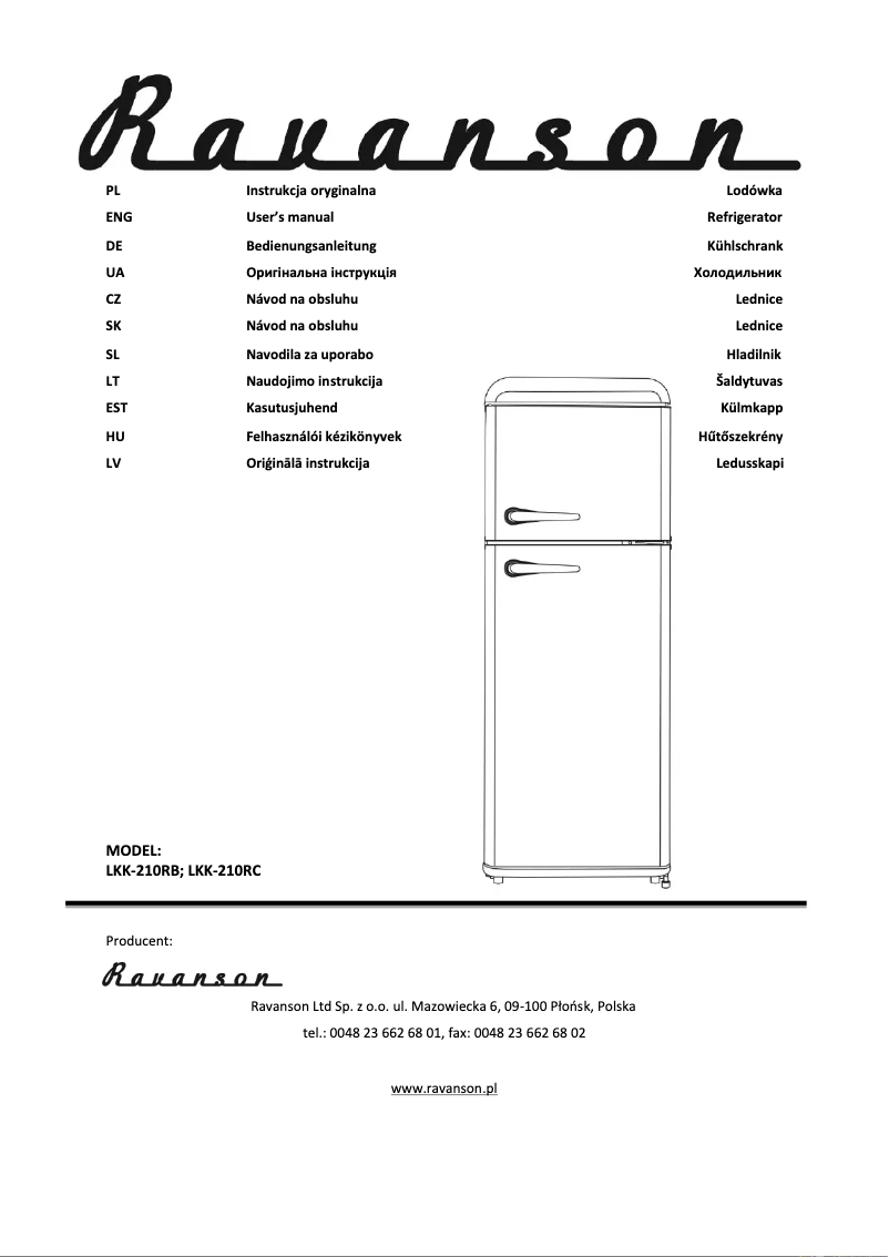 Página 1 del manual Manual de usuario Ravanson LKK-210RC