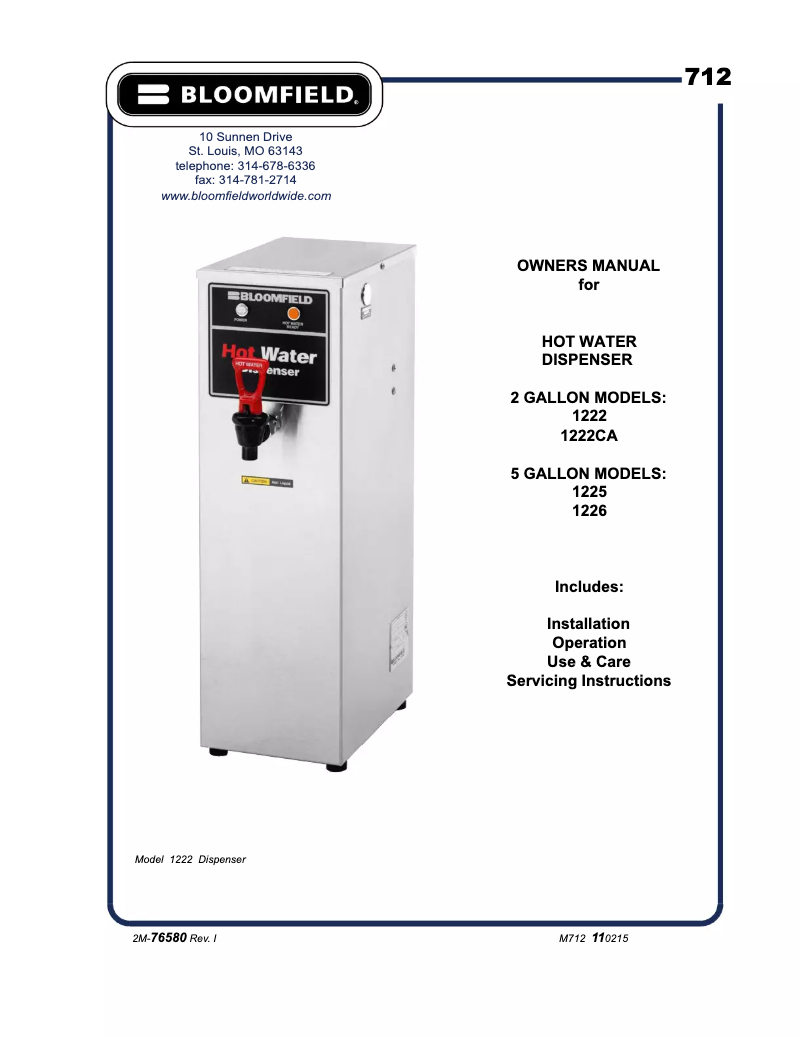 Imagen de la primera página del manual del dispositivo 1222