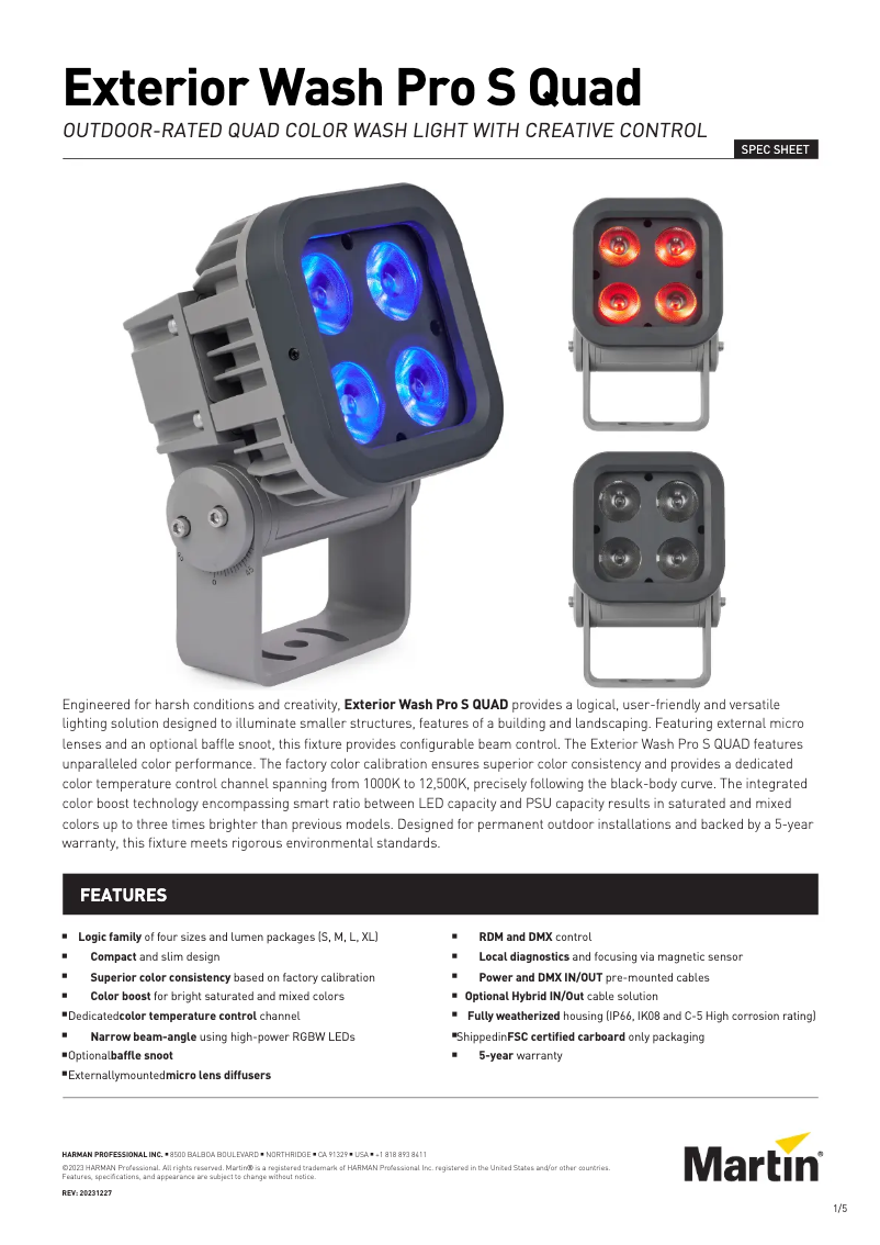 Página nº 1 - Ficha técnica Martin Exterior Wash Pro S QUAD