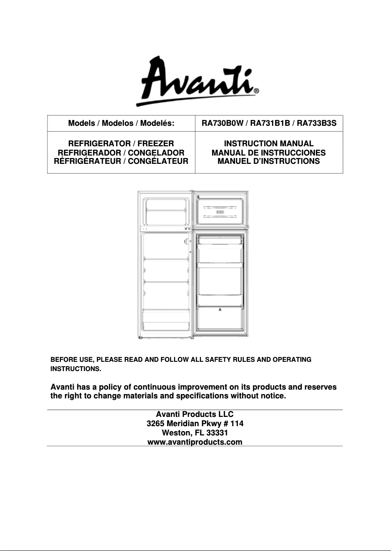 Imagen de la primera página del manual del dispositivo RA733B3S