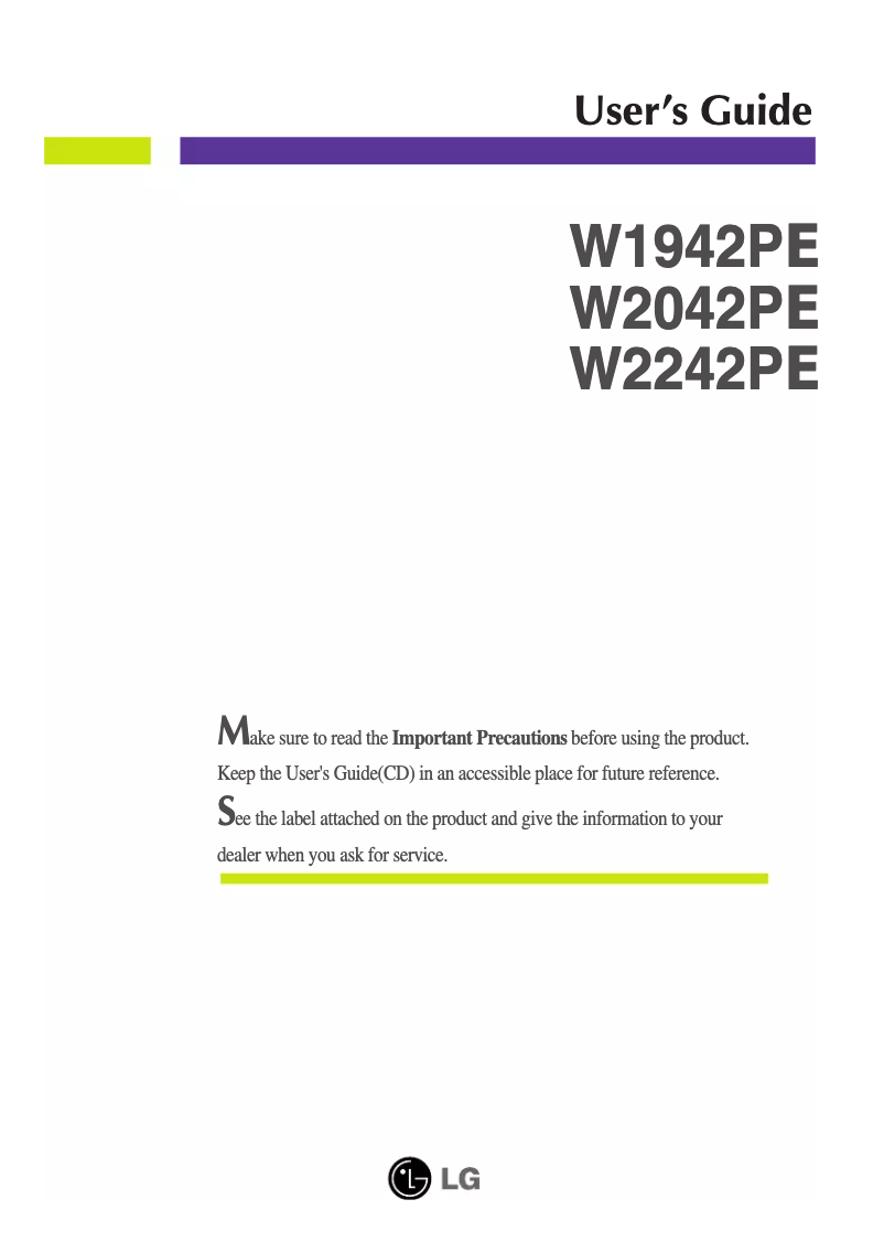 Imagen de la primera página del manual del dispositivo W2242PE-BS