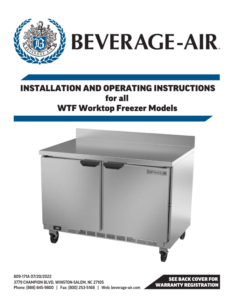 Página 1 del manual Manual de usuario Beverage-Air WTF20HC-24-25