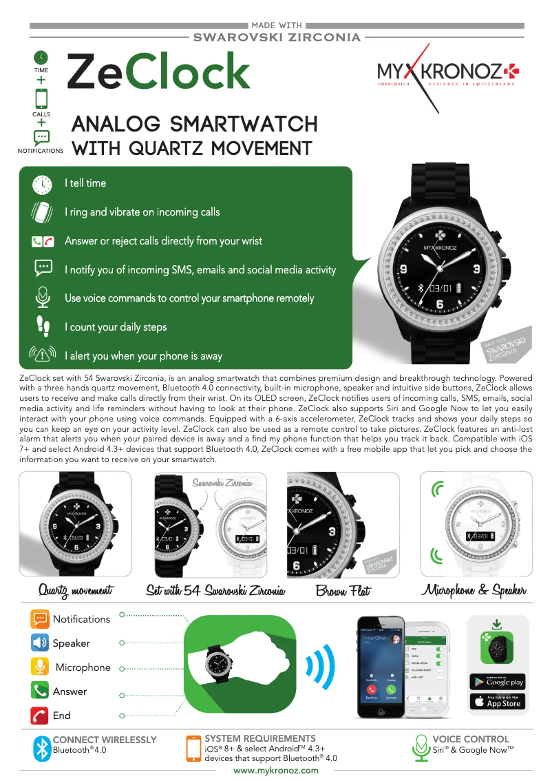 Página 1 del manual Ficha técnica MyKronoz ZeClock