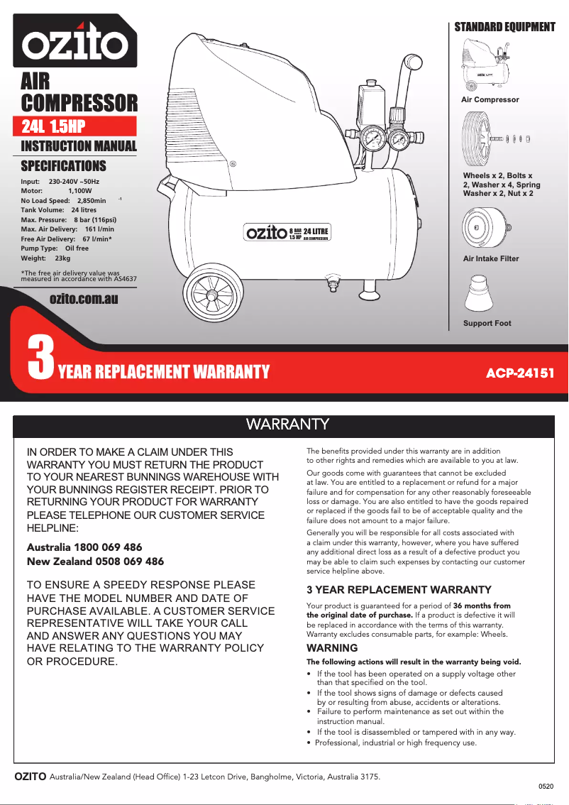 Imagen de la primera página del manual del dispositivo ACP-24151