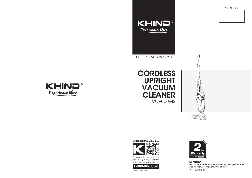 Página 1 del manual Manual de usuario Khind VC9000MS