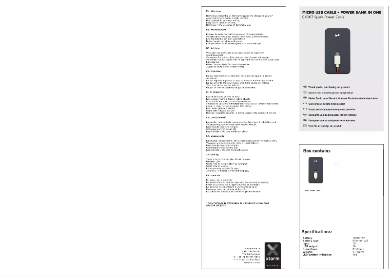 Página nº 1 - Manual de usuario Xtorm 1200 MAh, micro USB