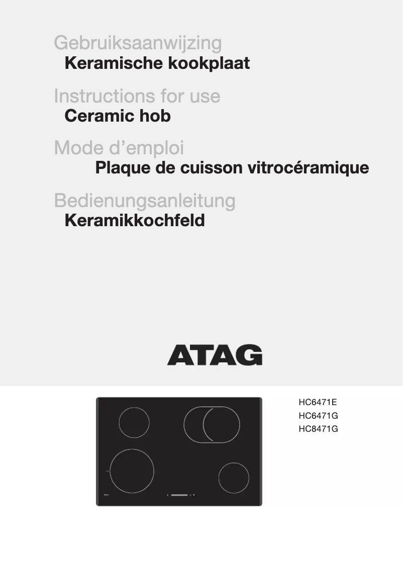 Página 1 del manual Manual de usuario Atag HC6471E