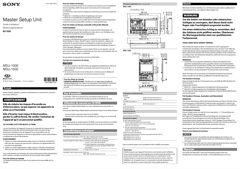 Imagen de la primera página del manual del dispositivo MSU-1500