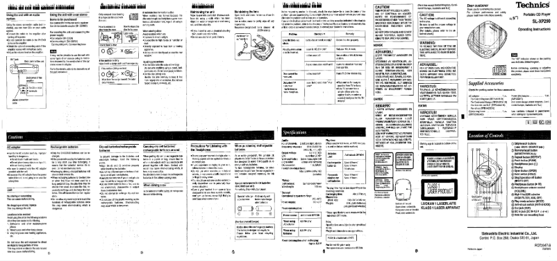 Imagen de la primera página del manual del dispositivo SL-XP290