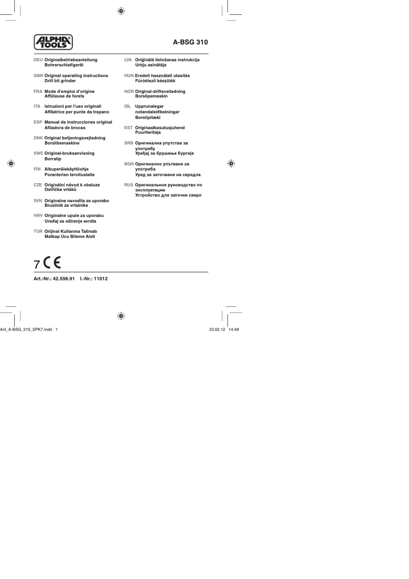 Página 1 del manual Manual de usuario Alpha Tools A-BSG 310