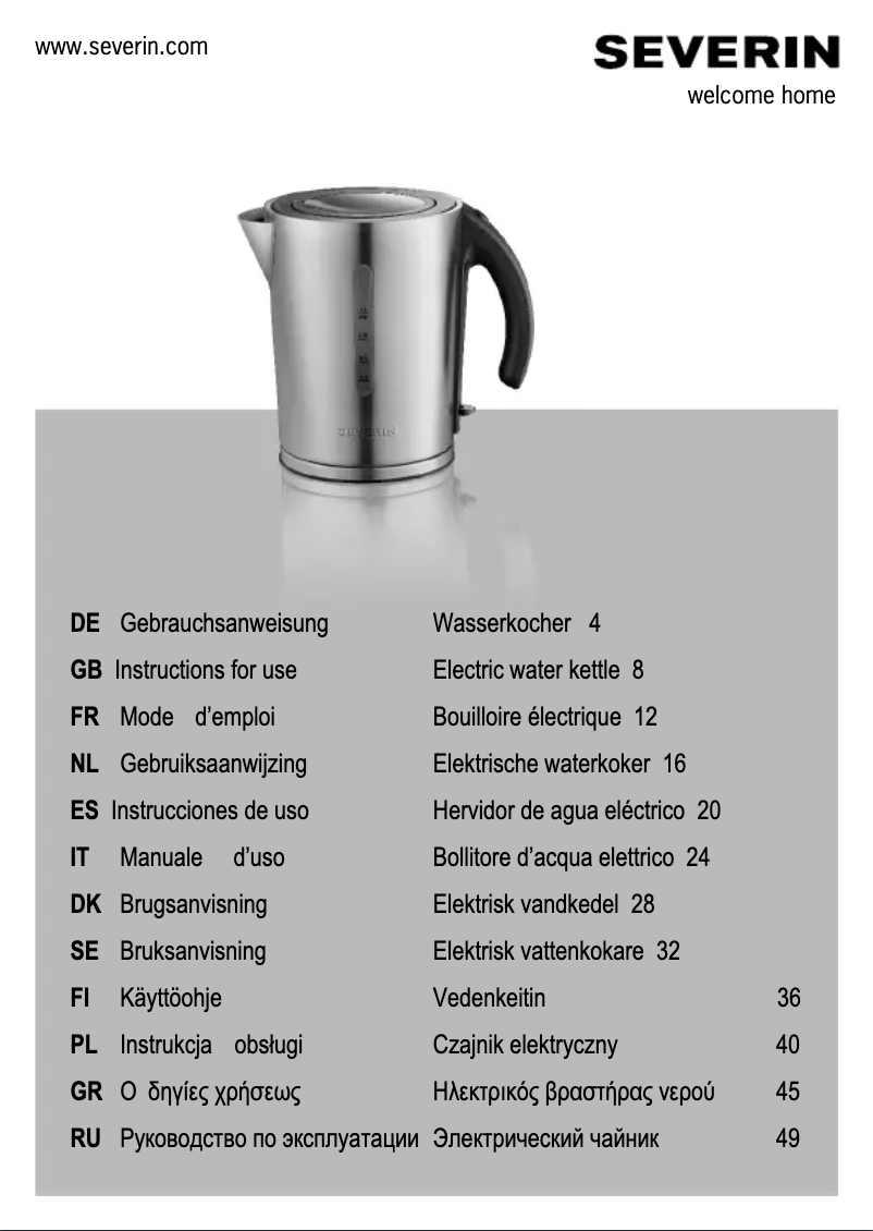 Página 1 del manual Manual de usuario Severin WK 3345