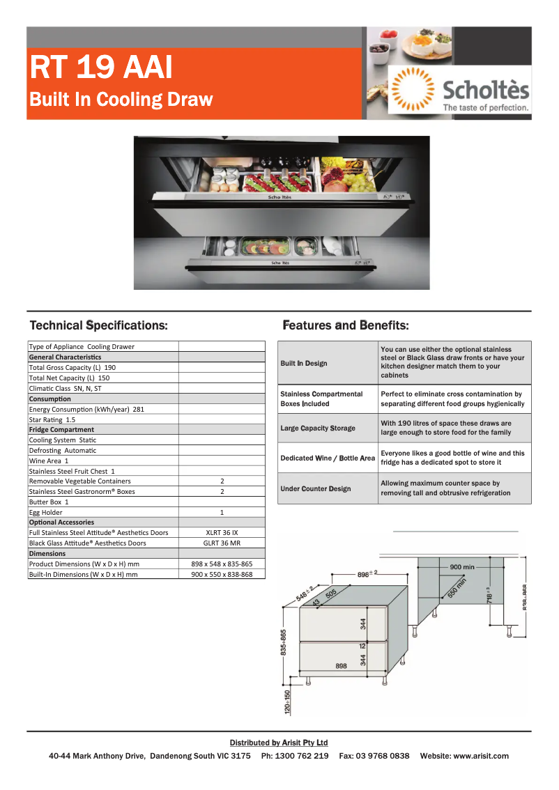 Página 1 del manual Ficha técnica Scholtès RT 19 AAI