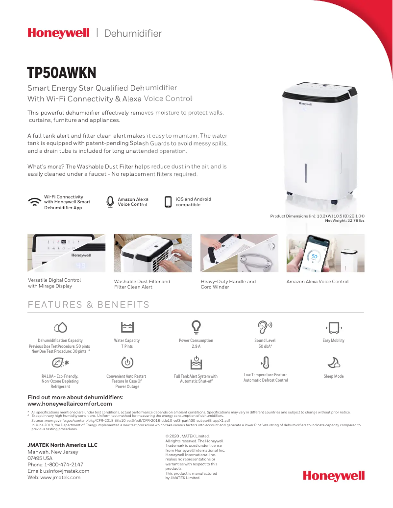 Página nº 1 - Ficha técnica Honeywell TP50AWKN