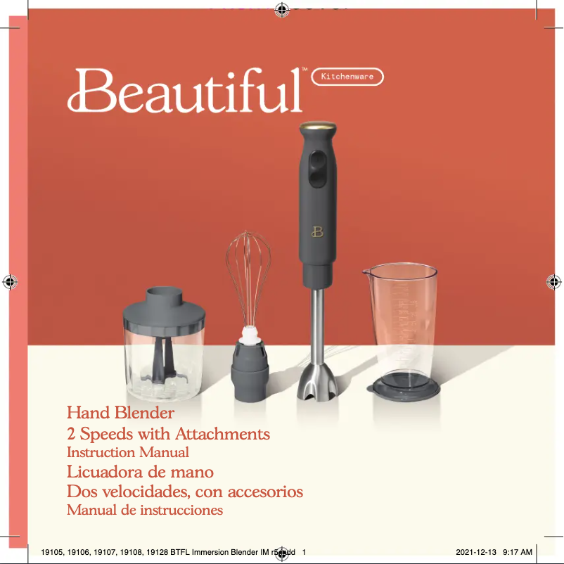 Página nº 1 - Manual de usuario Beautiful Hand Blender 2 Speeds with Attachments