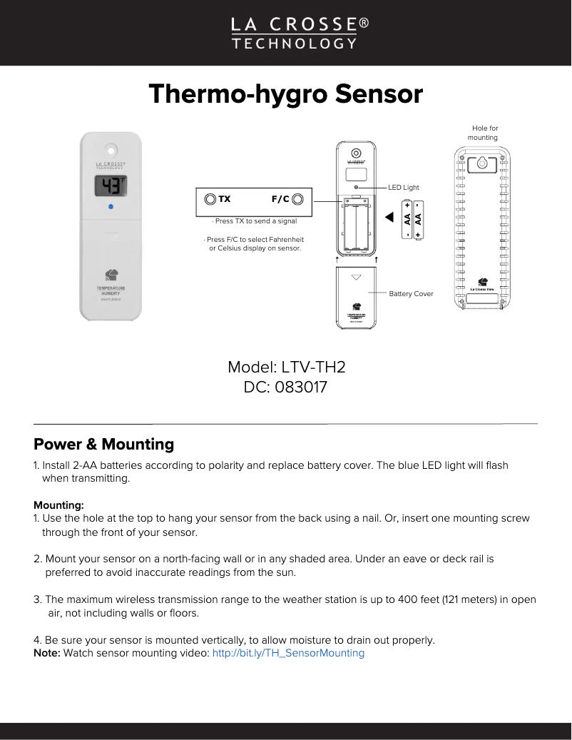 Página nº 1 - Manual de usuario La Crosse Technology LTV-TH2I