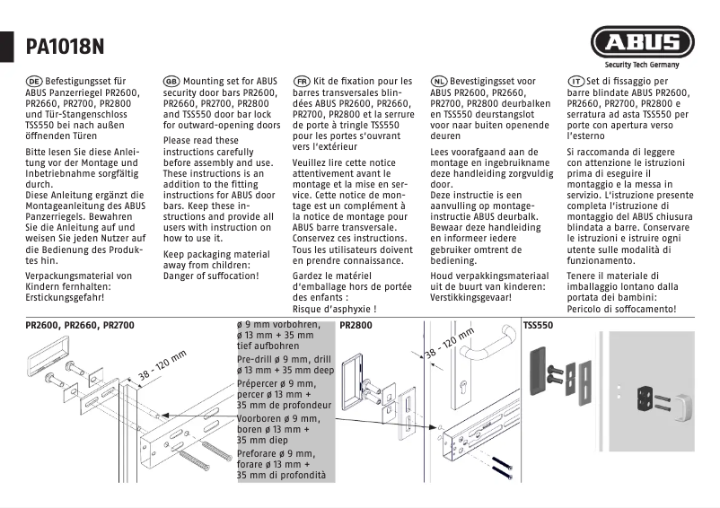 Página 1 del manual Guía de instalación Abus PA1018