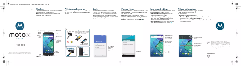 Imagen de la primera página del manual del dispositivo Moto X Pure Edition