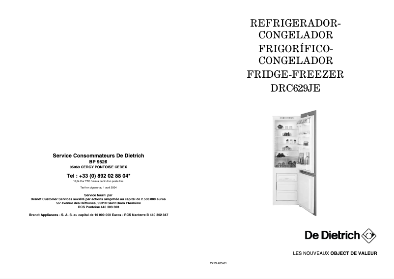 Página 1 del manual Manual de usuario De Dietrich DRC629JE