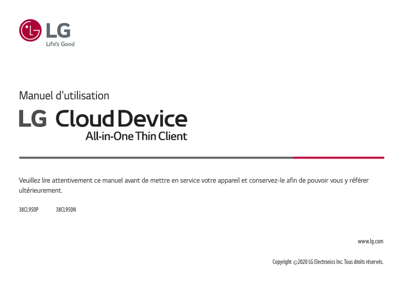 Imagen de la primera página del manual del dispositivo 38CL950P